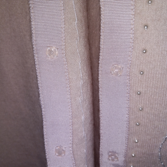 Vintage Jillian Jones 1X light pink beaded cardigan - Picture 8 of 10